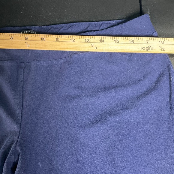 Eileen Fisher Navy Blue Ponte Knit Pull On Ankle Pants Sz L Minimalist Travel - Picture 9 of 13